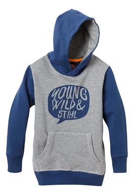 Φούτερ με κουκούλα "young, wild" γκρι, 146-152